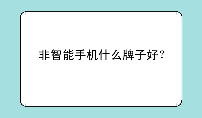 非智能手机什么牌子好？