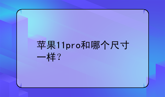 苹果11pro和哪个尺寸一样？
