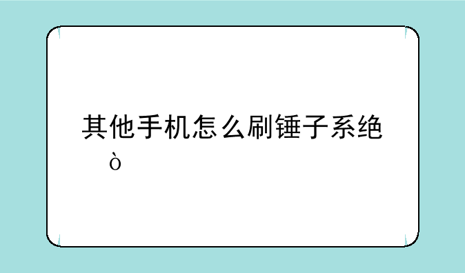 其他手机怎么刷锤子系统？