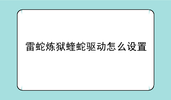 雷蛇炼狱蝰蛇驱动怎么设置