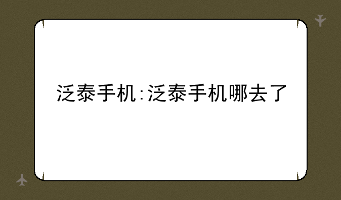 泛泰手机:泛泰手机哪去了
