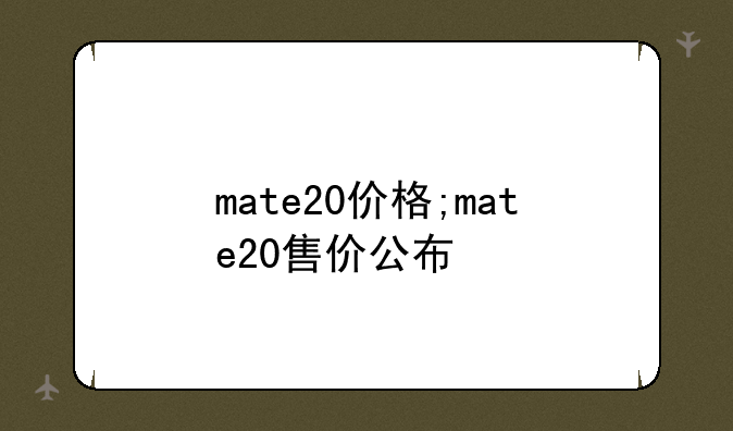 mate20价格;mate20售价公布